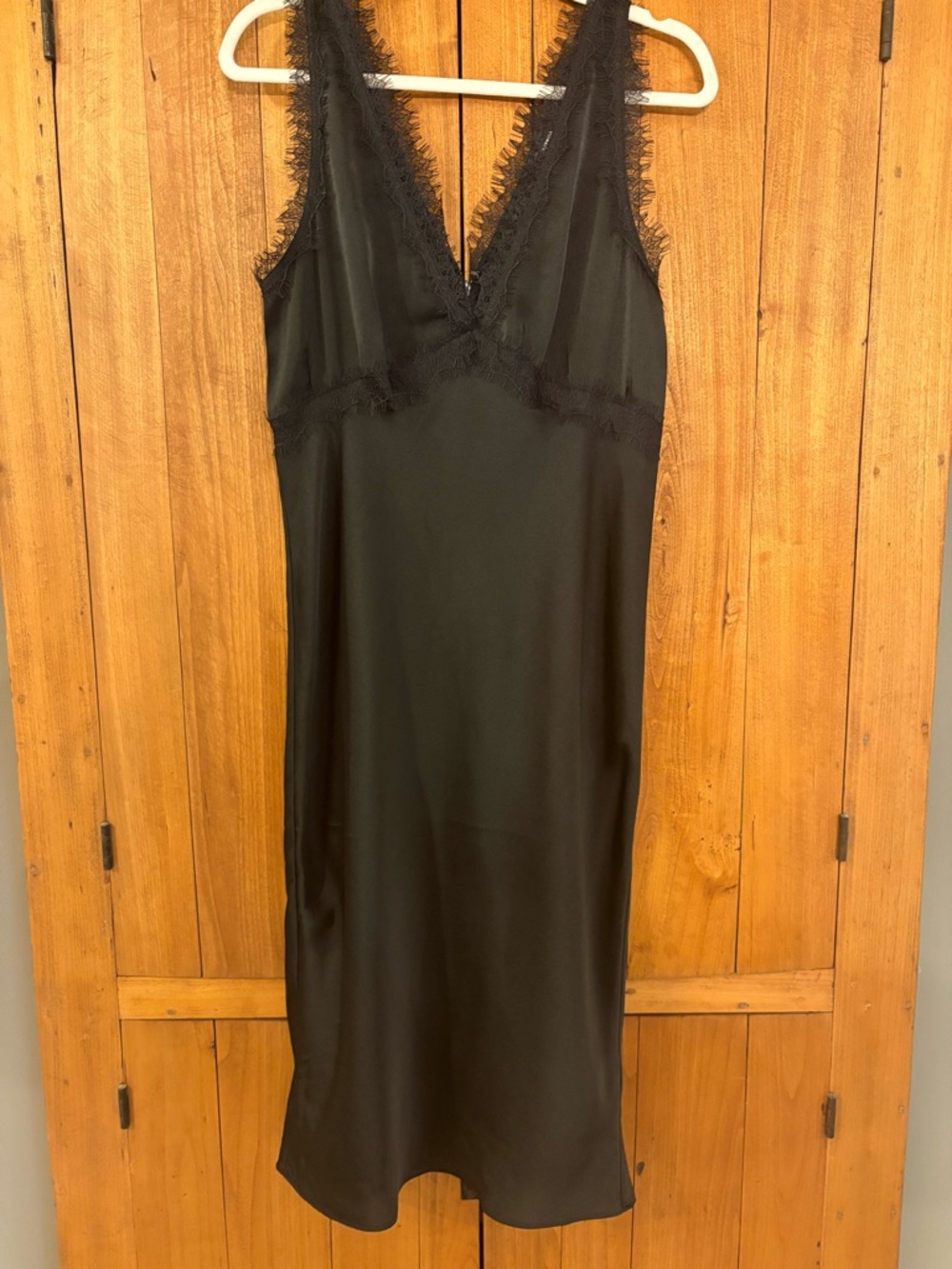 Express Black Lace-Trim Slip Dress